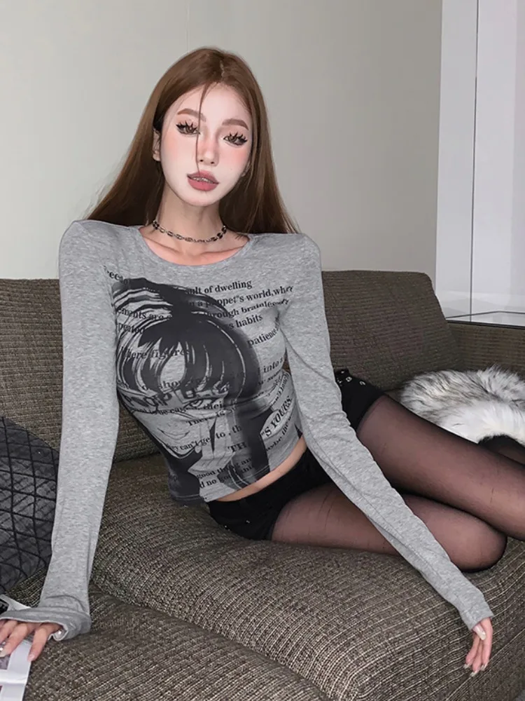 American Style Long Sleeve Base Shirt round Neck Character Print Slimming Top for Autumn Korean Commute Style Women's T-shirt
American Style Long Sleeve Base Shirt round Neck Character Print Slimming Top for Autumn Korean Commute Style Women's T-shirt