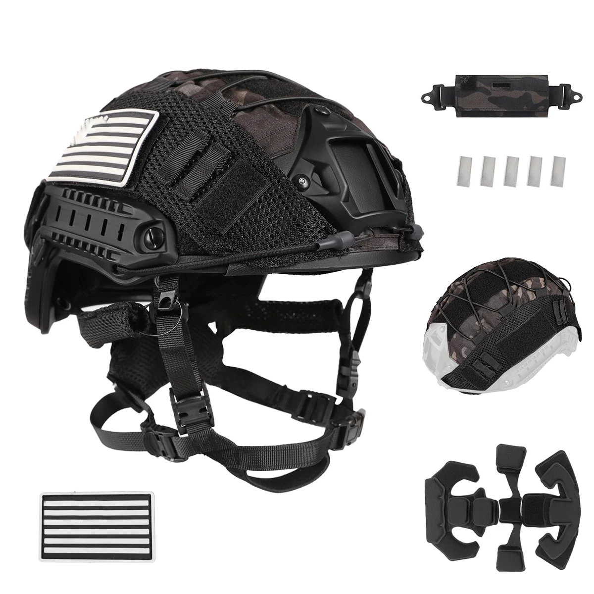 AQzxdc Adjustable Tactical Helmet with Counterweight Pouch Cover Helmet Cloth for Airsoft CS Shooting Game Cosplay Military Gear
AQzxdc Adjustable Tactical Helmet with Counterweight Pouch Cover Helmet Cloth for Airsoft CS Shooting Game Cosplay Military Gear