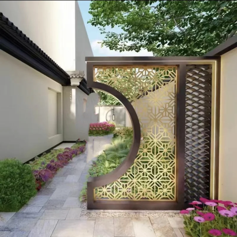 Custom. Hubei Custom Stainless Steel Screen Partition Courtyard Garden Half-Moon Shaped Grille Garden Entrance Coffee Colo
Custom. Hubei Custom Stainless Steel Screen Partition Courtyard Garden Half-Moon Shaped Grille Garden Entrance Coffee Colo