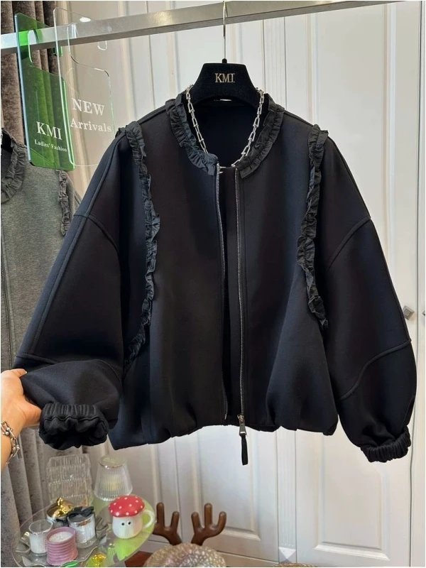 plus Size 300 Pou Sweatirt ex round Ne Spring Autumn Elastic Hem Design Sense Top Wood ain Long Sve Zipper
plus Size 300 Pou Sweatirt ex round Ne Spring Autumn Elastic Hem Design Sense Top Wood ain Long Sve Zipper