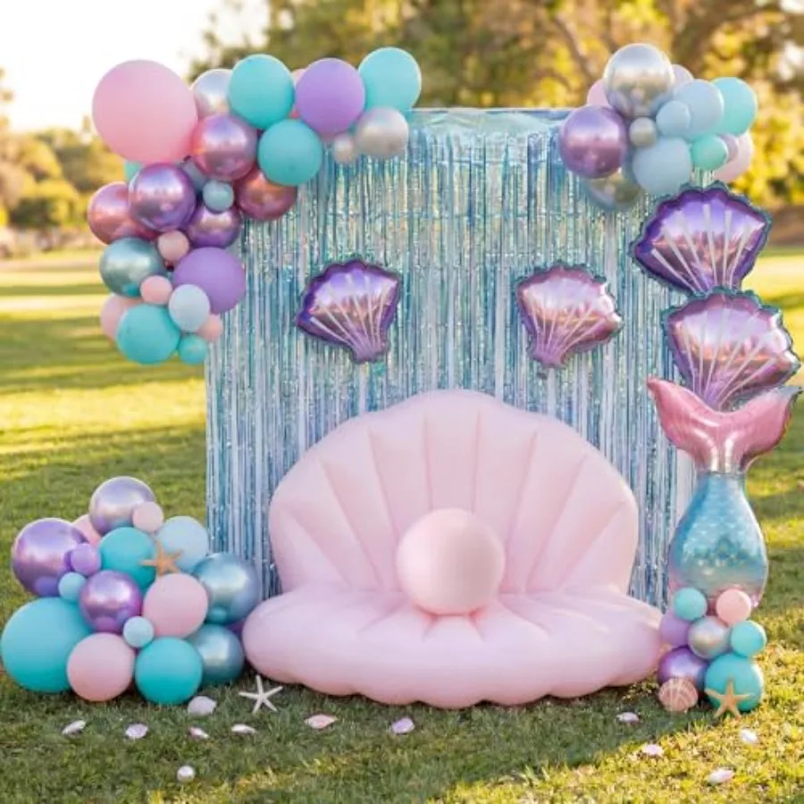 55 Inch Inflatable Seashell Pool Float for outdoor pool use, PVC material, pastel blue and pink color, extra-thick durable desi
55 Inch Inflatable Seashell Pool Float for outdoor pool use, PVC material, pastel blue and pink color, extra-thick durable desi