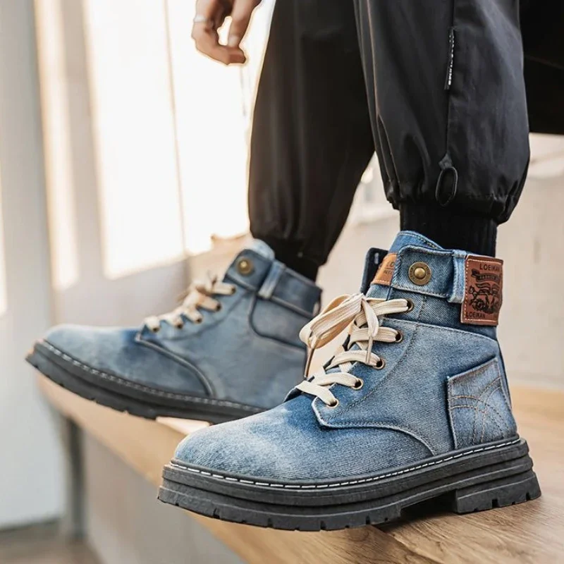 Мужские рабочие ботинки на весну и осень 2025, большой размер 48, высокие кеды из ковбойской ткани, толстая подошва, увеличивающие рост, повседневный мотоциклетный стиль
Мужские рабочие ботинки на весну и осень 2025, большой размер 48, высокие кеды из ковбойской ткани, толстая подошва, увеличивающие рост, повседневный мотоциклетный стиль