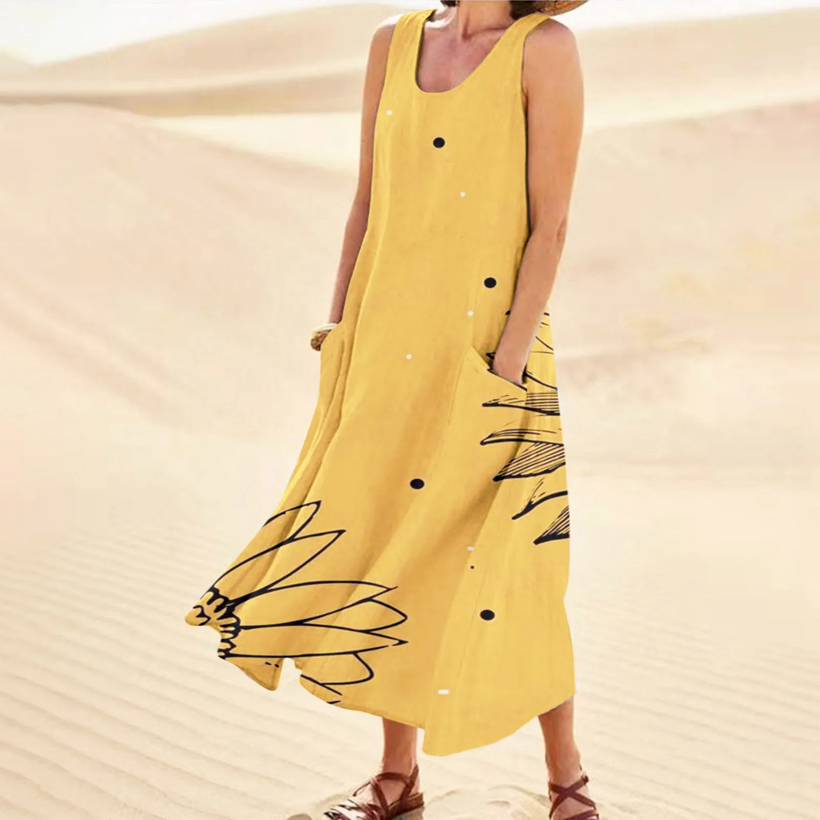 Women'S Summer Floral Print Maxi Dresses 2025 Sleeveless Button Down Casual Loose Long Beach Sundress Travel Vacation Outfits
Women'S Summer Floral Print Maxi Dresses 2025 Sleeveless Button Down Casual Loose Long Beach Sundress Travel Vacation Outfits