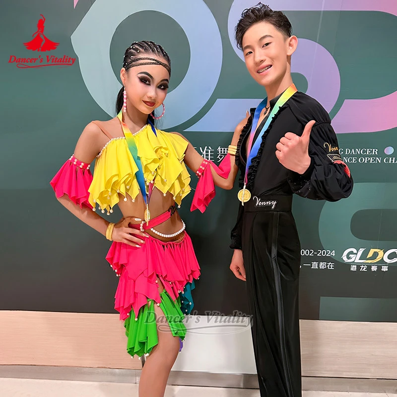Adult Latin Dance Multicolor Collocation Girl's Set Men's Suit Custom Teenagers Samba Chacha Contest Clothing Dancer's Vitality
Adult Latin Dance Multicolor Collocation Girl's Set Men's Suit Custom Teenagers Samba Chacha Contest Clothing Dancer's Vitality