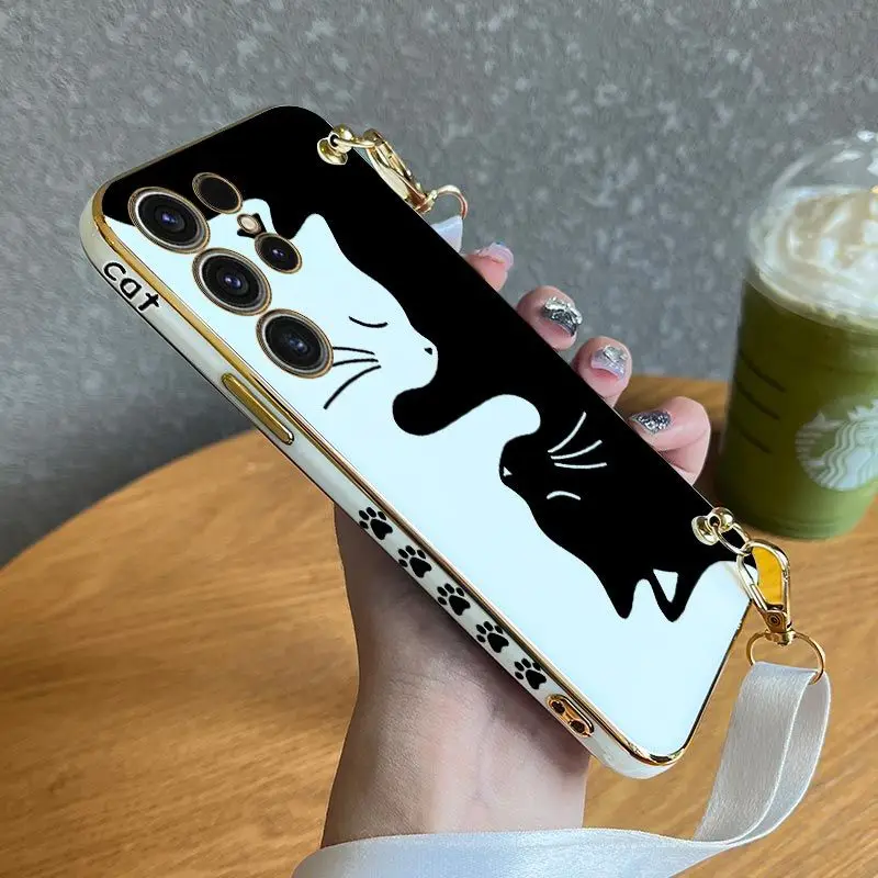 Black And White Cat Lanyard Plating Phone Case For Samsung Galaxy S22 S21 S10 S9 S23 S8 Plus Note 20 ultra 10 Plus Cover
Black And White Cat Lanyard Plating Phone Case For Samsung Galaxy S22 S21 S10 S9 S23 S8 Plus Note 20 ultra 10 Plus Cover