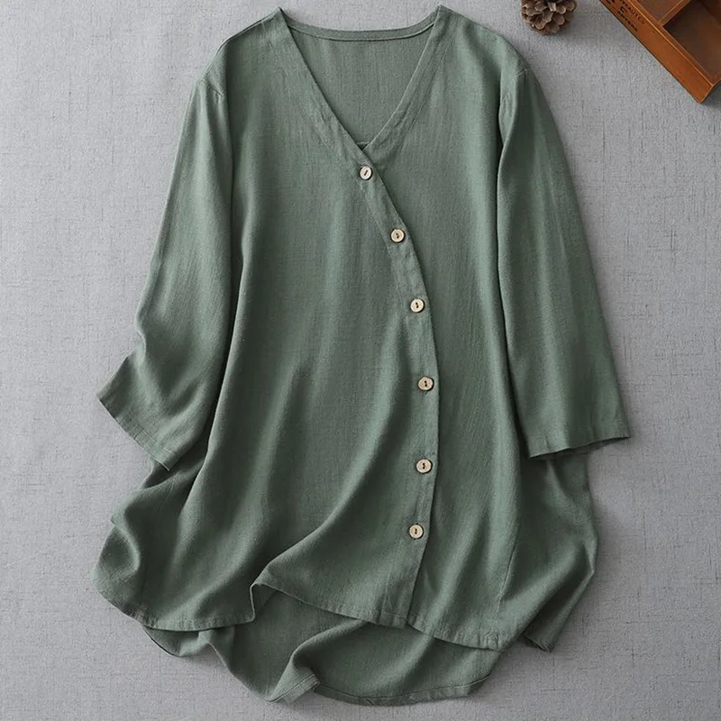 Plus Size Women's Casual Retro V-Neck Blouse Loose Linen Office Lady Fashion New Arrival Trendy Comfortable
Plus Size Women's Casual Retro V-Neck Blouse Loose Linen Office Lady Fashion New Arrival Trendy Comfortable