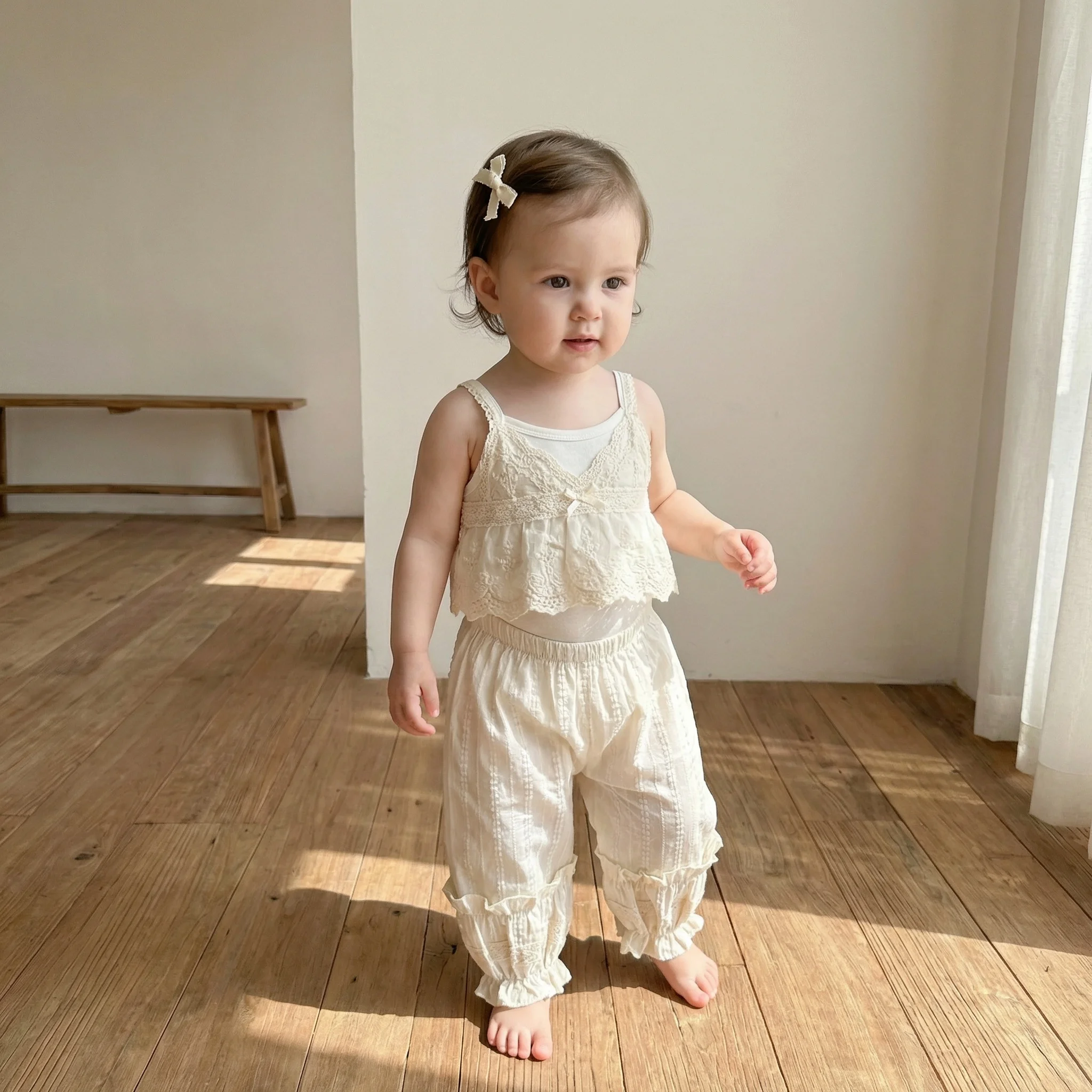 2026 Summer Baby Pants Bloomer Long Anti-mosquito Pants and Ruffled Wide-leg Pants for Girls with Hollow Lace Trim
2026 Summer Baby Pants Bloomer Long Anti-mosquito Pants and Ruffled Wide-leg Pants for Girls with Hollow Lace Trim