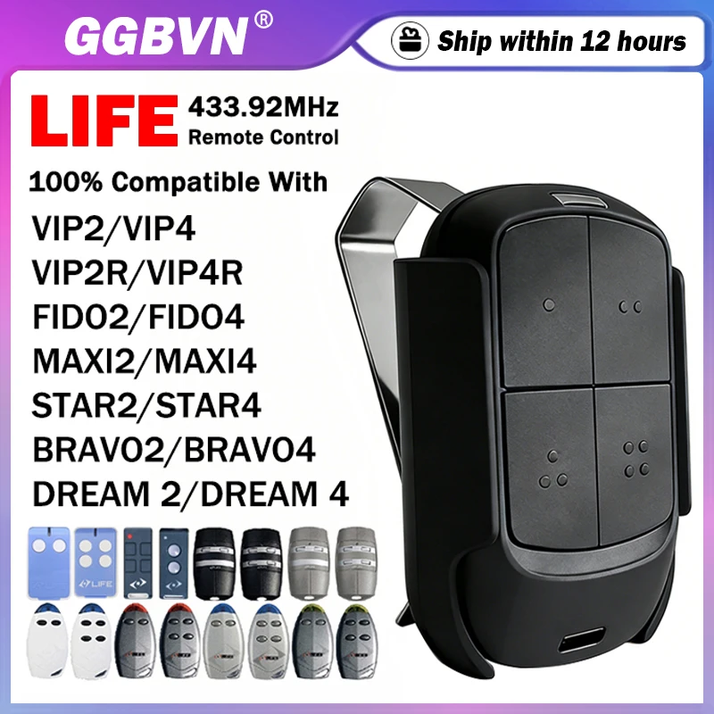 New LIFE With Clip Garage / Gate Remote Control For LIFE DREAM FIDO 2 4 MAXI2 MAXI4 VIP2 VIP4 VIP2R VIP4R STAR2 BRAVO2 BRAVO4