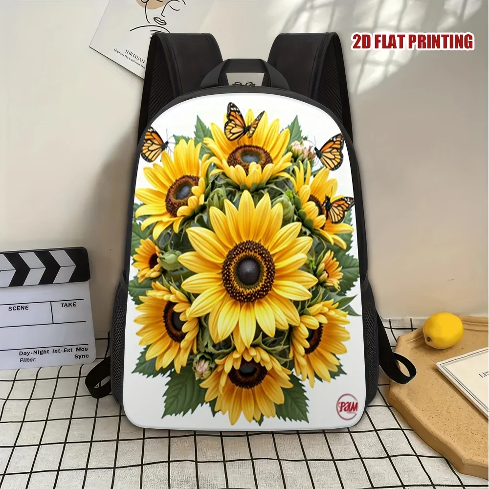 1 stylish sunflower and butterfly print backpack - lightweight and durable polyester bag with adjustable detachable shoulder
1 stylish sunflower and butterfly print backpack - lightweight and durable polyester bag with adjustable detachable shoulder