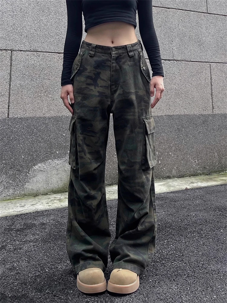 Women's Street Style Multi Pocket High Waisted Camouflage Trousers Cool Girl Straight Bottoms Female Wide-leg Loose Pants
Women's Street Style Multi Pocket High Waisted Camouflage Trousers Cool Girl Straight Bottoms Female Wide-leg Loose Pants