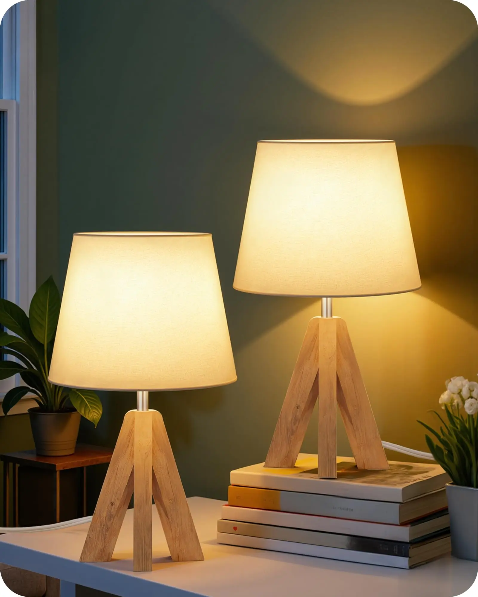 Set Of 2 Tripod Table Lamps Modern Bedside Lamp With Wooden Base And Beige Shade For Bedroom Living Room Office
Set Of 2 Tripod Table Lamps Modern Bedside Lamp With Wooden Base And Beige Shade For Bedroom Living Room Office