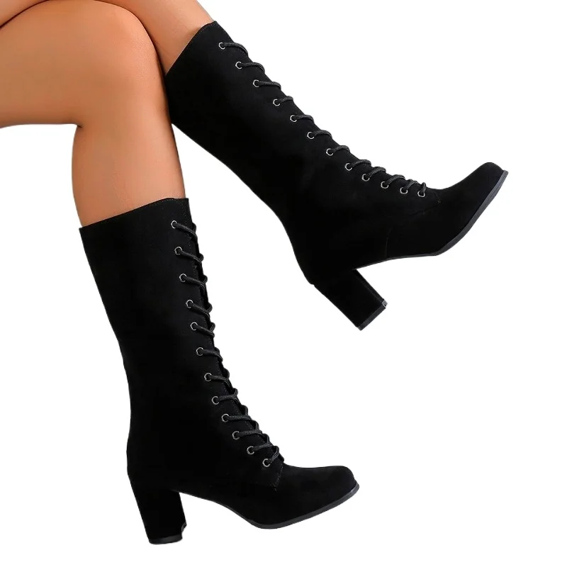 Women's Round Head Front Cross Lacing Anti-slip Wear-resistant High Boots Winter New Coarse Heel Shoes
Women's Round Head Front Cross Lacing Anti-slip Wear-resistant High Boots Winter New Coarse Heel Shoes