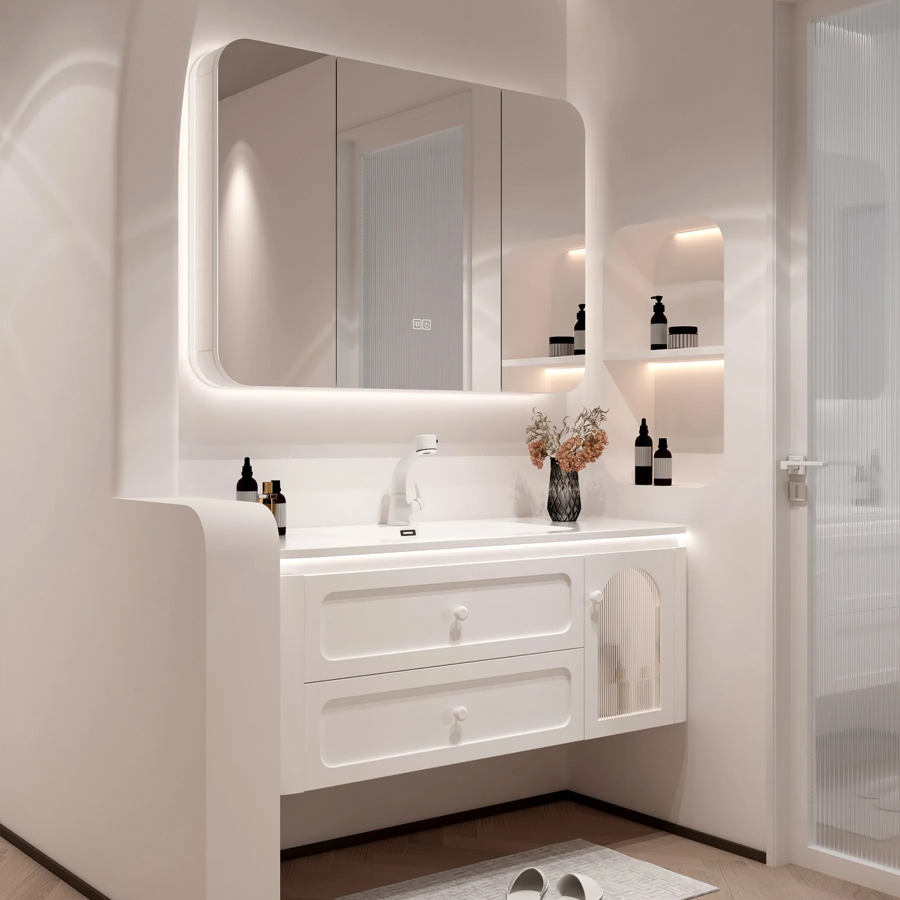 Integrated basin bathroom cabinet, ceramic basin, modern simple washbasin, washbasin cabinet
Integrated basin bathroom cabinet, ceramic basin, modern simple washbasin, washbasin cabinet