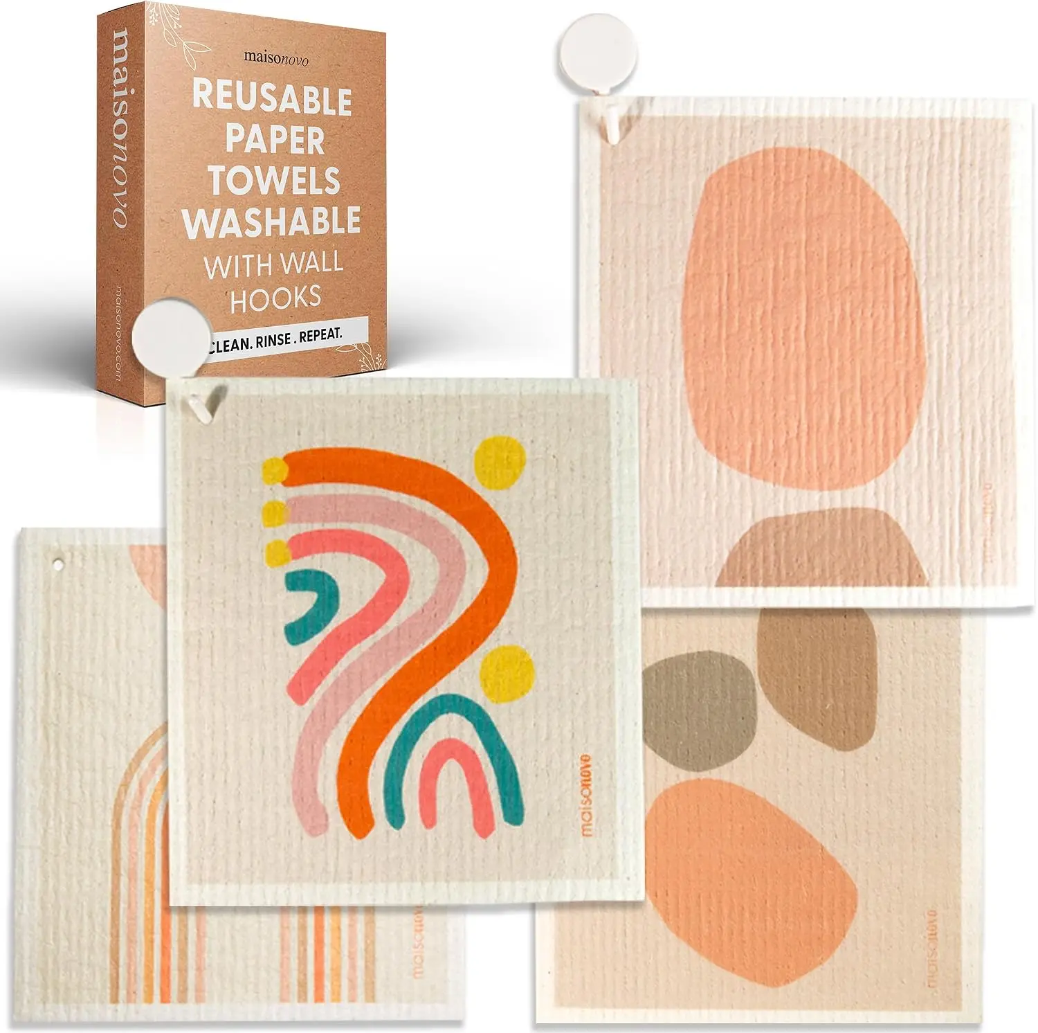MAISONOVO Swedish Dishcloths- Reusable Paper Towels - Swedish Dishcloths for Kitchen- Modern Pack of 4 - Reusable Paper Towels Washable Kitchen Cleaning Cloths
MAISONOVO Swedish Dishcloths- Reusable Paper Towels - Swedish Dishcloths for Kitchen- Modern Pack of 4 - Reusable Paper Towels Washable Kitchen Cleaning Cloths