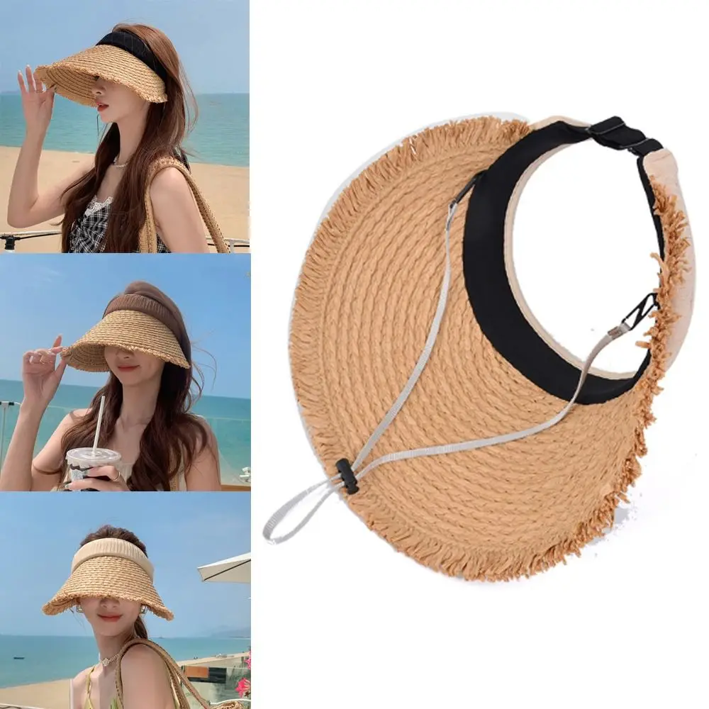 New Large Brim Straw Sun Visors Foldable UPF 50+ Empty Top Beach Hat Fur-Edged UV Protect Sun Cap
New Large Brim Straw Sun Visors Foldable UPF 50+ Empty Top Beach Hat Fur-Edged UV Protect Sun Cap