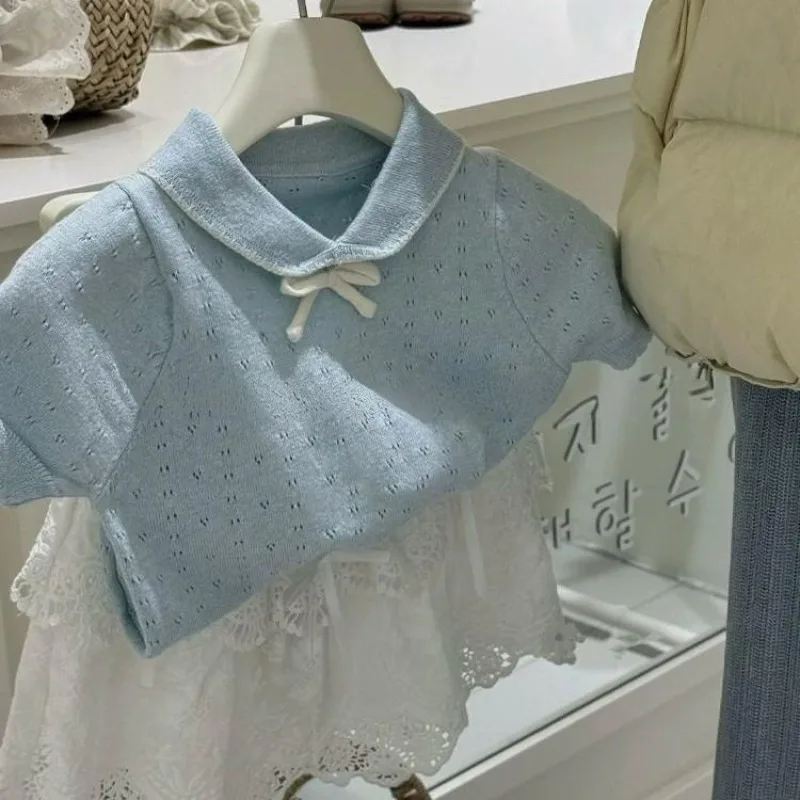 2026 Summer New Girls Bow Knitted Shirt with Cute Western Style and Cute Collar Short Sleeve Hollow Solid Color Top
2026 Summer New Girls Bow Knitted Shirt with Cute Western Style and Cute Collar Short Sleeve Hollow Solid Color Top