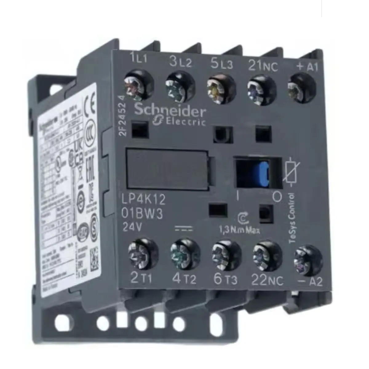 LP4K1201BW3 Contactor, TeSys K, 3P, AC-3, lt or eq to 440V, 12A, 1 NC aux, 24VDC coil
LP4K1201BW3 Contactor, TeSys K, 3P, AC-3, lt or eq to 440V, 12A, 1 NC aux, 24VDC coil