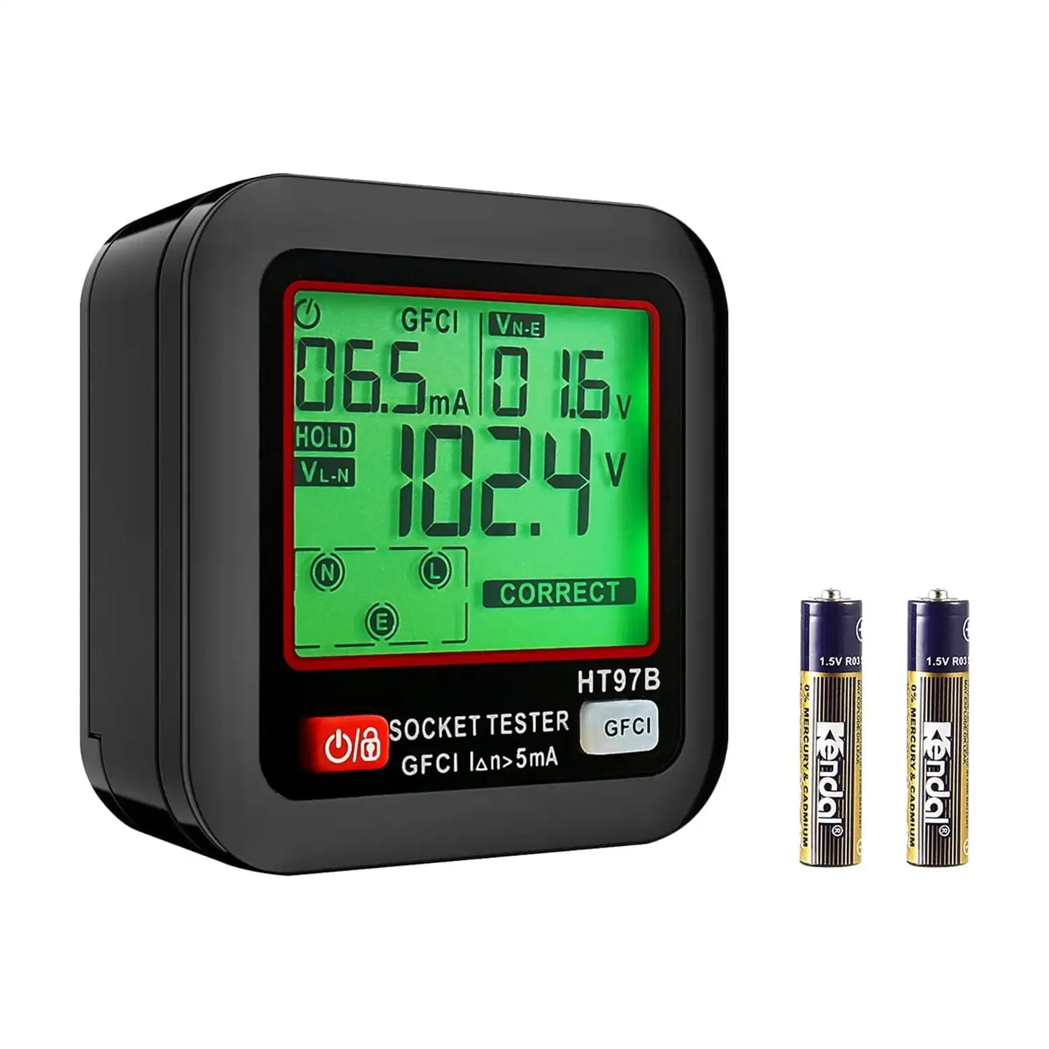 KFFKFF GFCI Outlet Tester with Digital Screen, Wiring Fault Detector for 3-Pin Plugs, Auto Power-Off
KFFKFF GFCI Outlet Tester with Digital Screen, Wiring Fault Detector for 3-Pin Plugs, Auto Power-Off