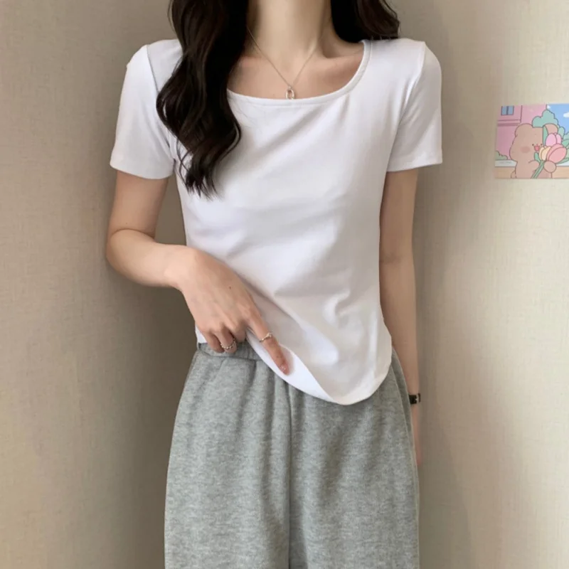 Women's Clothing Summer Women T shirts Design Slim U-Neck Fashion Solid Color Casual Short Sleeve Tees Tops M-2XL
Women's Clothing Summer Women T shirts Design Slim U-Neck Fashion Solid Color Casual Short Sleeve Tees Tops M-2XL
