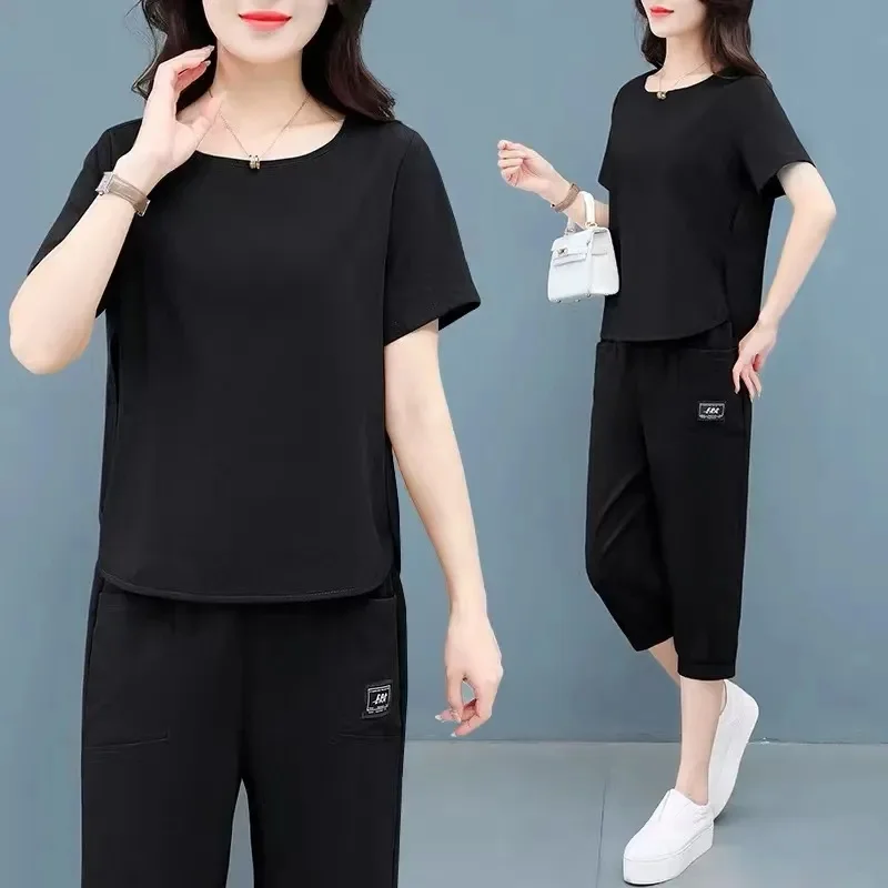 Cotton Linen Sports Suit Women's Summer 2025 New Set Middle-Aged Mother 2PCS Casual Outfit Cropped Trousers Two-Piece Ladies Top
Cotton Linen Sports Suit Women's Summer 2025 New Set Middle-Aged Mother 2PCS Casual Outfit Cropped Trousers Two-Piece Ladies Top