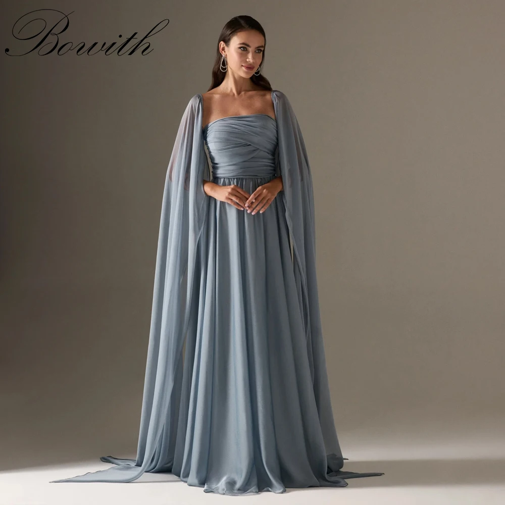 Bowith Chiffon Cape Sleeves Evening Dresses Women A-Line Elegant Long Prom Party Gown Customized Party Dresses robes de soirée
Bowith Chiffon Cape Sleeves Evening Dresses Women A-Line Elegant Long Prom Party Gown Customized Party Dresses robes de soirée