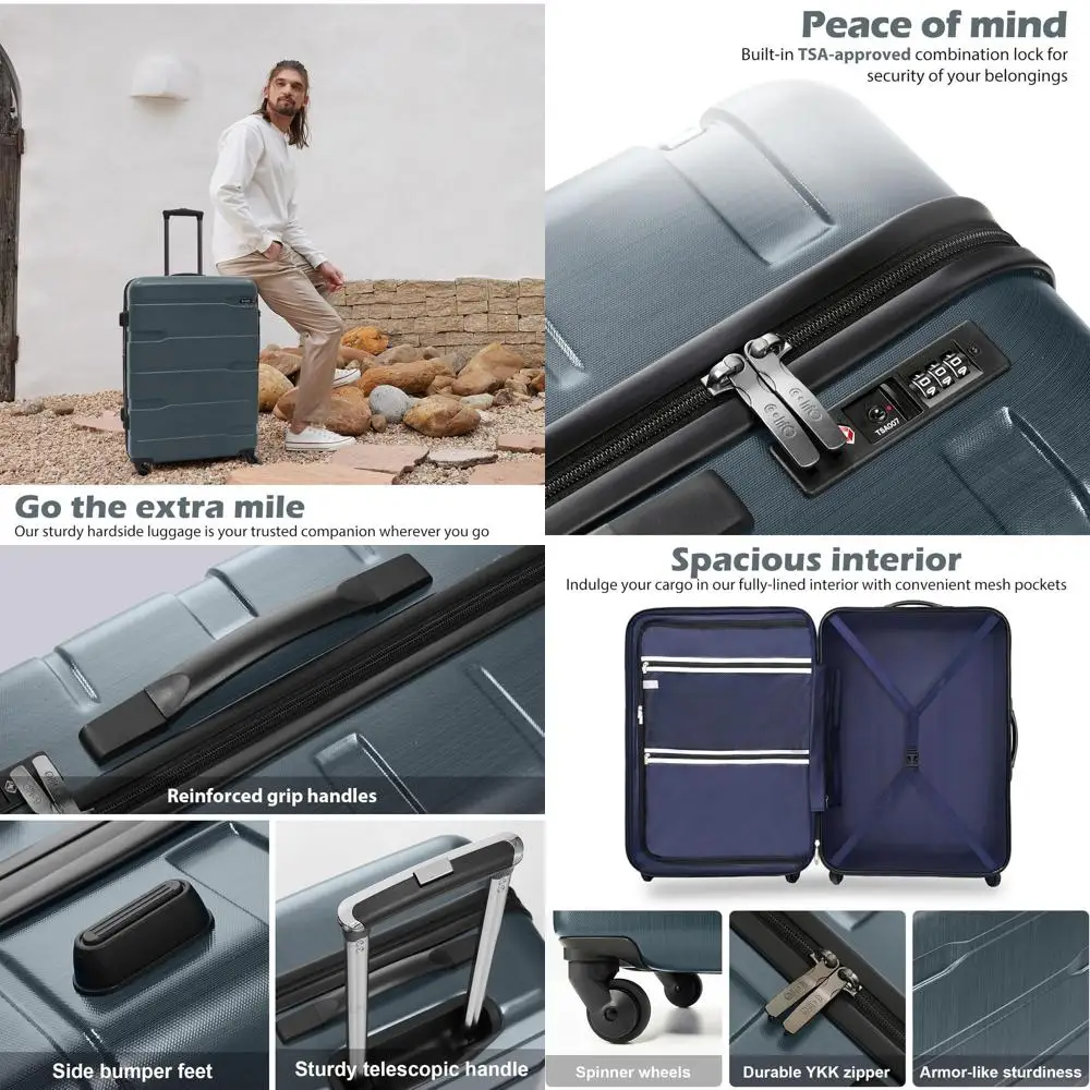 Lightweight TSA-Lock PC+ABS Spinner Suitcase, 24 Teal Hardshell Luggage
Lightweight TSA-Lock PC+ABS Spinner Suitcase, 24 Teal Hardshell Luggage