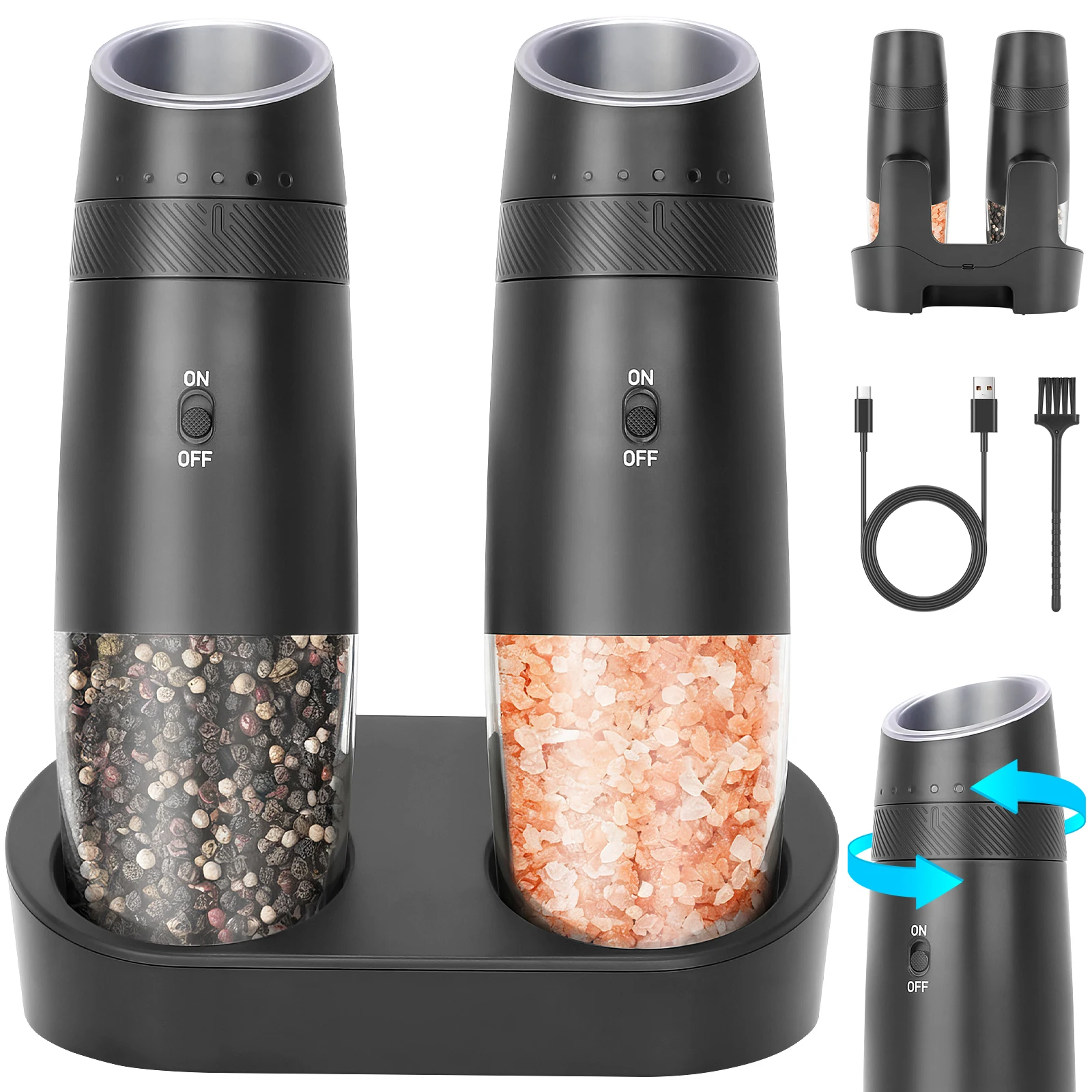 Electric Salt and Pepper Grinder Set Automatic Battery Pepper Mill Shakers Adjustable Coarseness Upgraded with Led
Electric Salt and Pepper Grinder Set Automatic Battery Pepper Mill Shakers Adjustable Coarseness Upgraded with Led