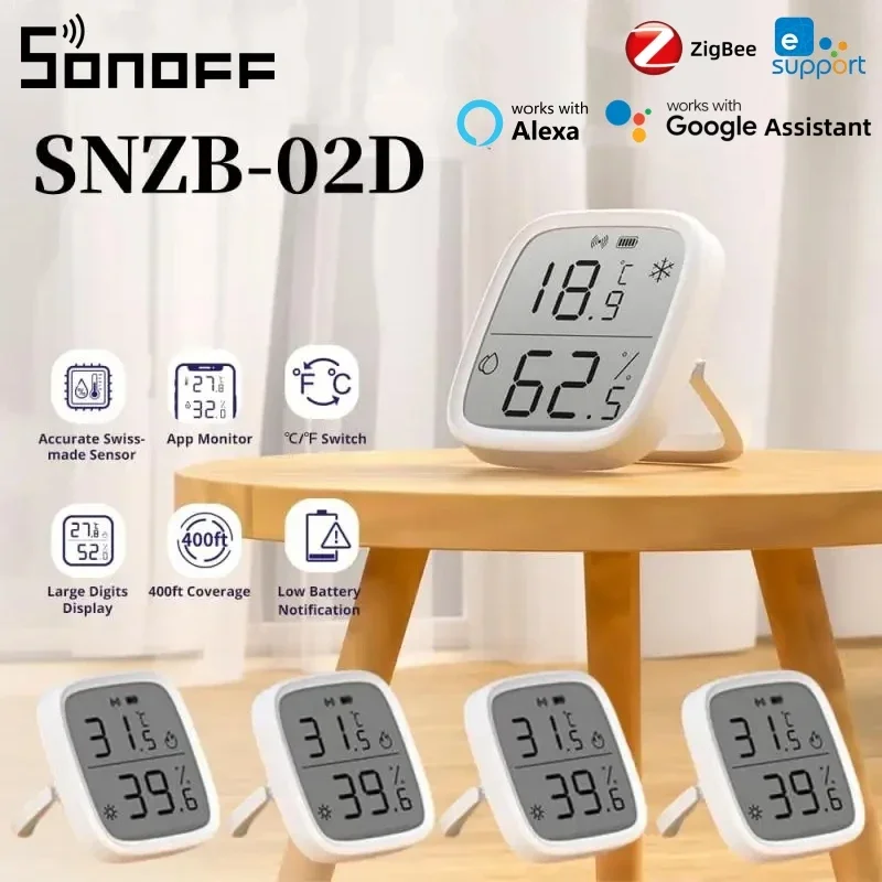 SONOFF SNZB-02D Zigbee ЖК-дисплей, умный датчик температуры и влажности, монитор в реальном времени, домашний пульт дистанционного управления Ewelink Alexa Google Home Assistant
SONOFF SNZB-02D Zigbee ЖК-дисплей, умный датчик температуры и влажности, монитор в реальном времени, домашний пульт дистанционного управления Ewelink Alexa Google Home Assistant