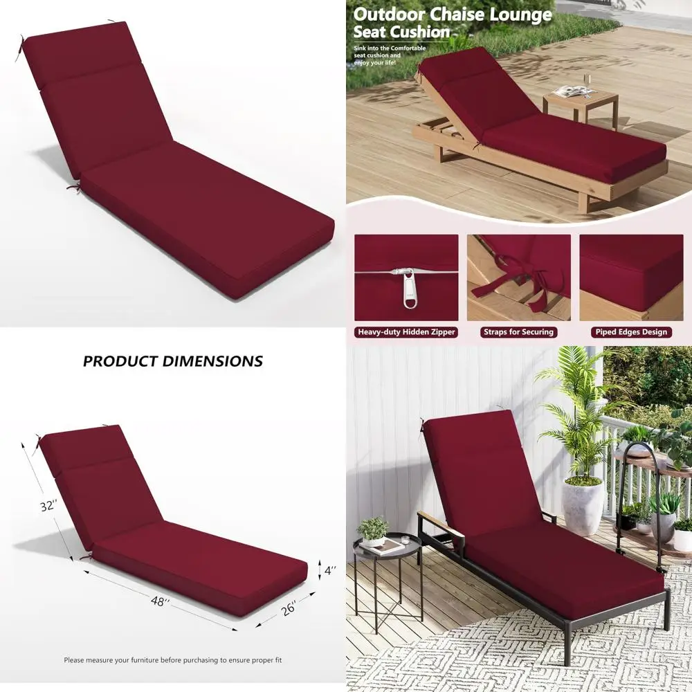 Water-Resistant Outdoor Chaise Lounge Cushion 80x26x4 Inches, High-Density Foam, Fade-Resistant for Comfortable Relaxation
Water-Resistant Outdoor Chaise Lounge Cushion 80x26x4 Inches, High-Density Foam, Fade-Resistant for Comfortable Relaxation