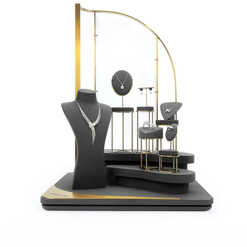 High end showcase gray microfiber jewelry display stand counter necklace ring bracelet jewelry display props
High end showcase gray microfiber jewelry display stand counter necklace ring bracelet jewelry display props