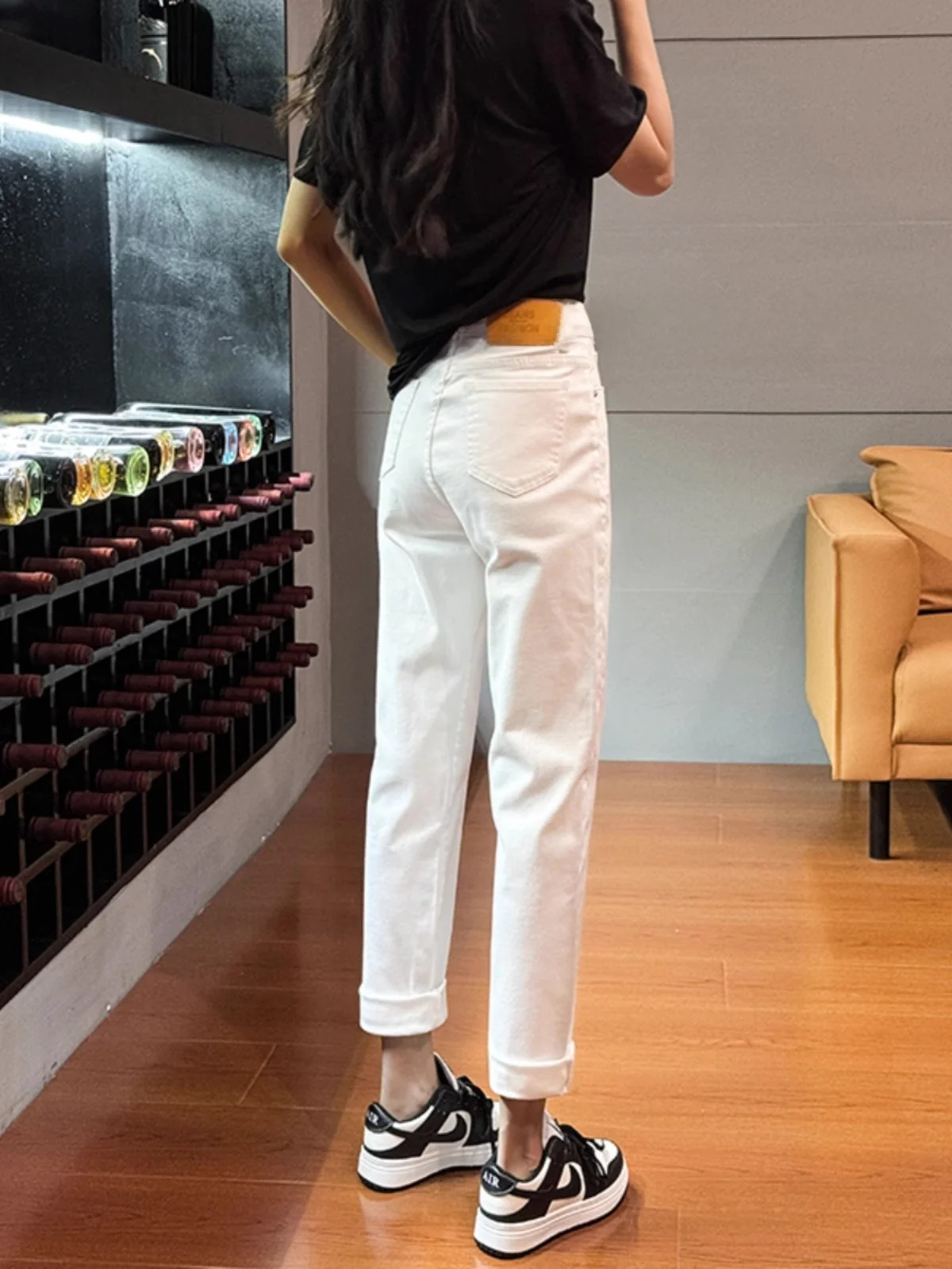 White High Waist Harlan Denim Jeans Women's Summer Thin Casual Loose Shorter-than-average Rutabaga Dad Pants
White High Waist Harlan Denim Jeans Women's Summer Thin Casual Loose Shorter-than-average Rutabaga Dad Pants
