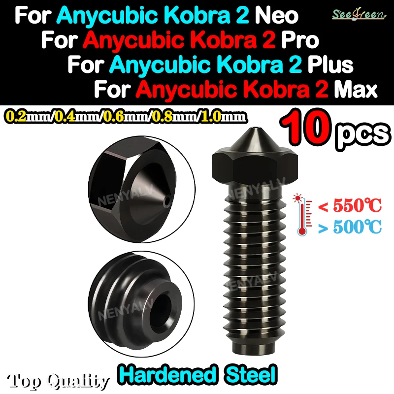 10 шт. для Anycubic Kobra 2 Neo сопло вулкана Flow Высокая точность 0,2/0,4/0,6/0,8/1,0 мм закаленное для Anycubic Kobra 2 Pro
10 шт. для Anycubic Kobra 2 Neo сопло вулкана Flow Высокая точность 0,2/0,4/0,6/0,8/1,0 мм закаленное для Anycubic Kobra 2 Pro