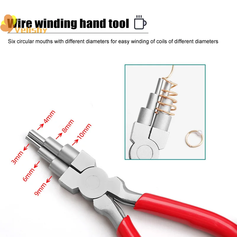 1Pc Iron Wire Looping Jewelry Pliers 6-in-1 Bail-Making Pliers With Grip Handle For DIY Ring Making Loops And Jump Rings Tools
1Pc Iron Wire Looping Jewelry Pliers 6-in-1 Bail-Making Pliers With Grip Handle For DIY Ring Making Loops And Jump Rings Tools