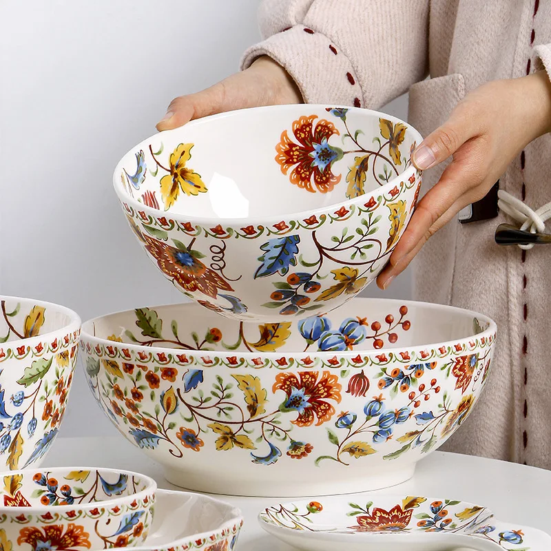 French Salad Bowl Round Creative Large Mixing Fruit Bowl Floral Design Home Kitchen Tableware Set
French Salad Bowl Round Creative Large Mixing Fruit Bowl Floral Design Home Kitchen Tableware Set