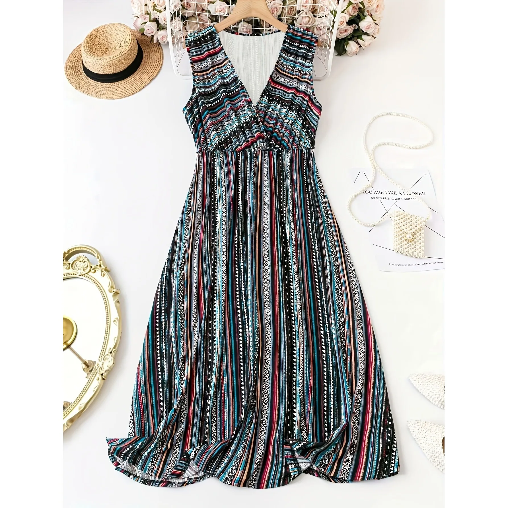 R 74711 V Neck Striped Dress Cross-Border Straight Tube Dress Other Style Citywalk Other Material100% Large Size Women Dress
R 74711 V Neck Striped Dress Cross-Border Straight Tube Dress Other Style Citywalk Other Material100% Large Size Women Dress