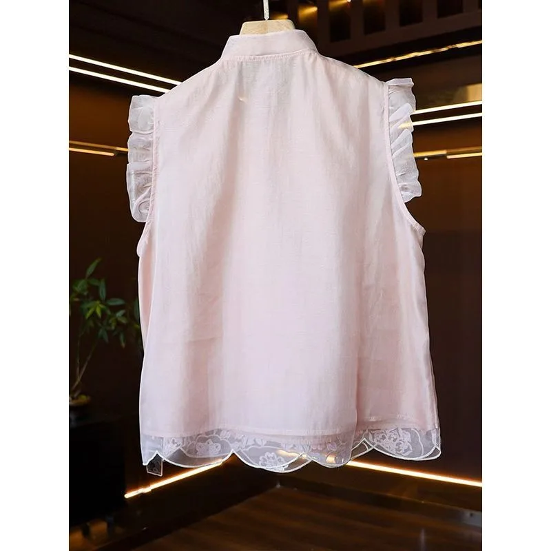 New Chinese-style Vest Women's Ruffled Sleeveless Top Fashion Personality New 2026 High-end Faux Silk Organelle Heavy Embroidery
New Chinese-style Vest Women's Ruffled Sleeveless Top Fashion Personality New 2026 High-end Faux Silk Organelle Heavy Embroidery