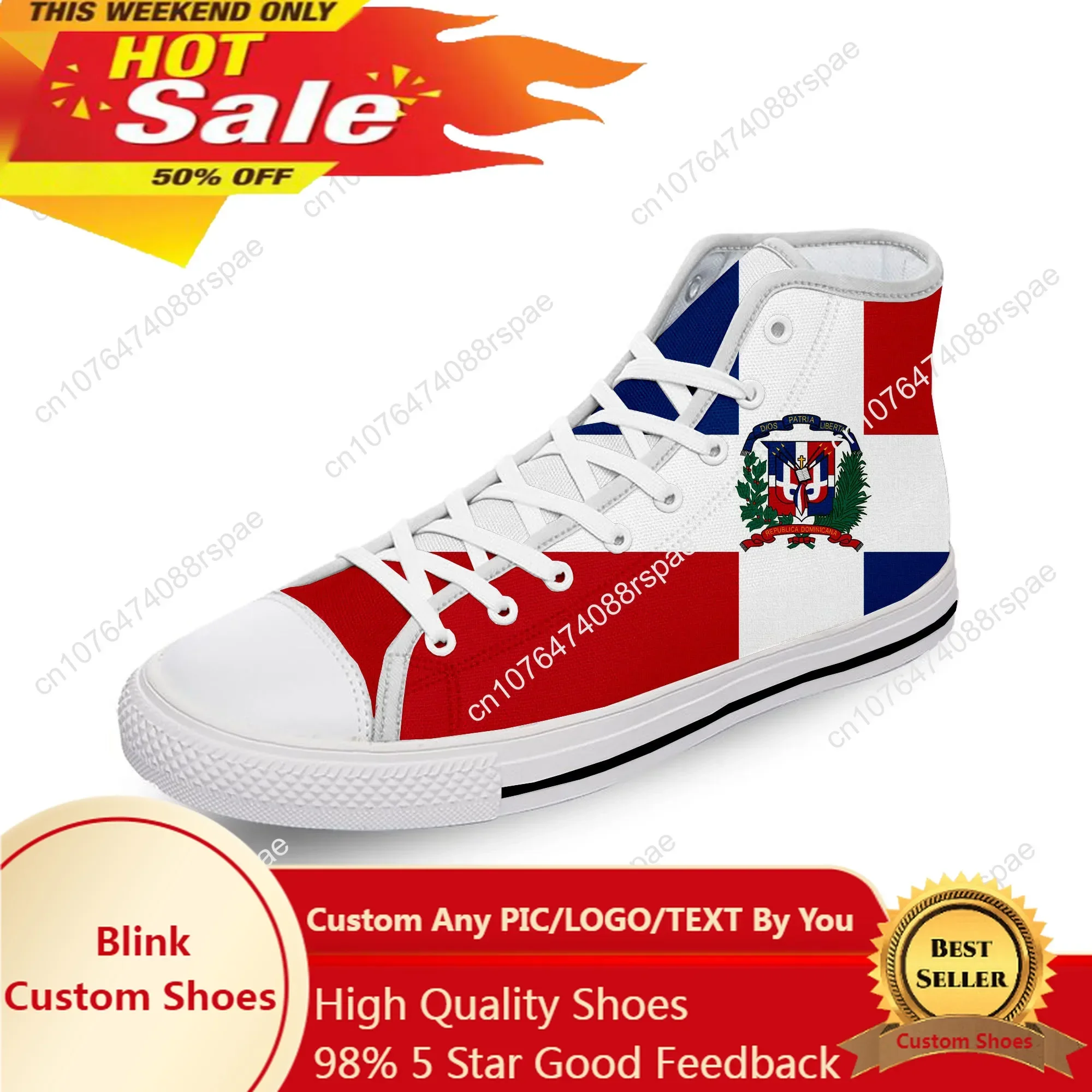 Dominican Republic Pride Flag Patriotic White Cloth 3D Print High Top Canvas Shoes Men Women Lightweight Breathable Sneakers
Dominican Republic Pride Flag Patriotic White Cloth 3D Print High Top Canvas Shoes Men Women Lightweight Breathable Sneakers