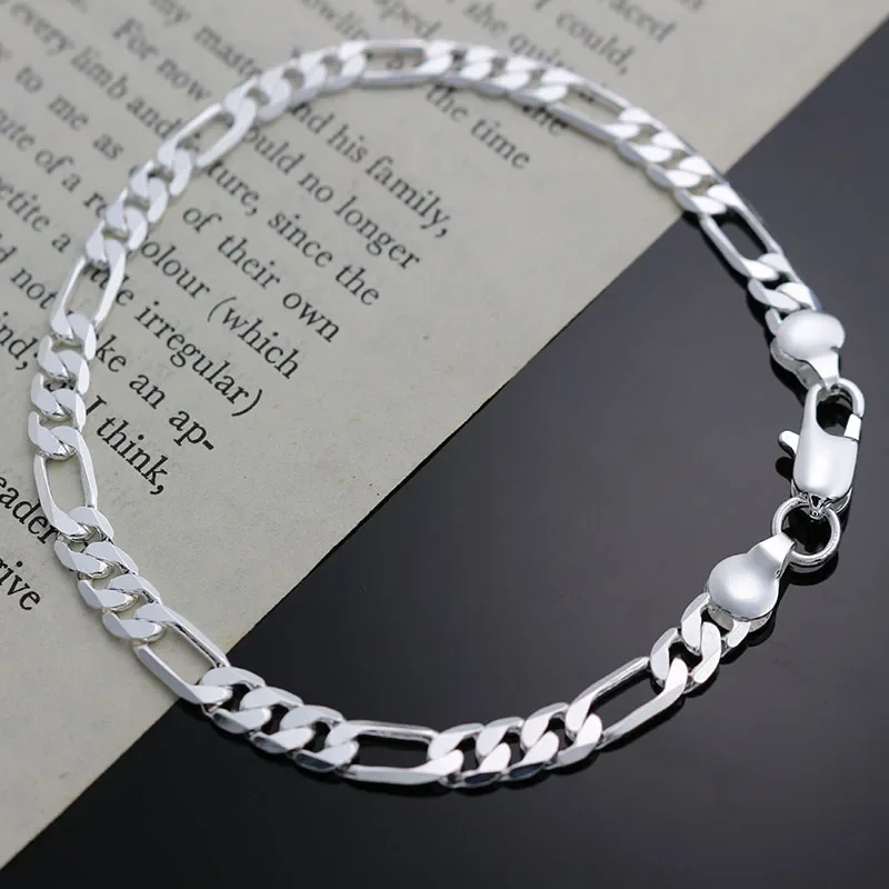 Hot Fine 925 Sterling Silver Simple Classic 4MM Chain Bracelets For Women Fashion Wedding Party Christmas Gifts Luxury Jewelry
Hot Fine 925 Sterling Silver Simple Classic 4MM Chain Bracelets For Women Fashion Wedding Party Christmas Gifts Luxury Jewelry