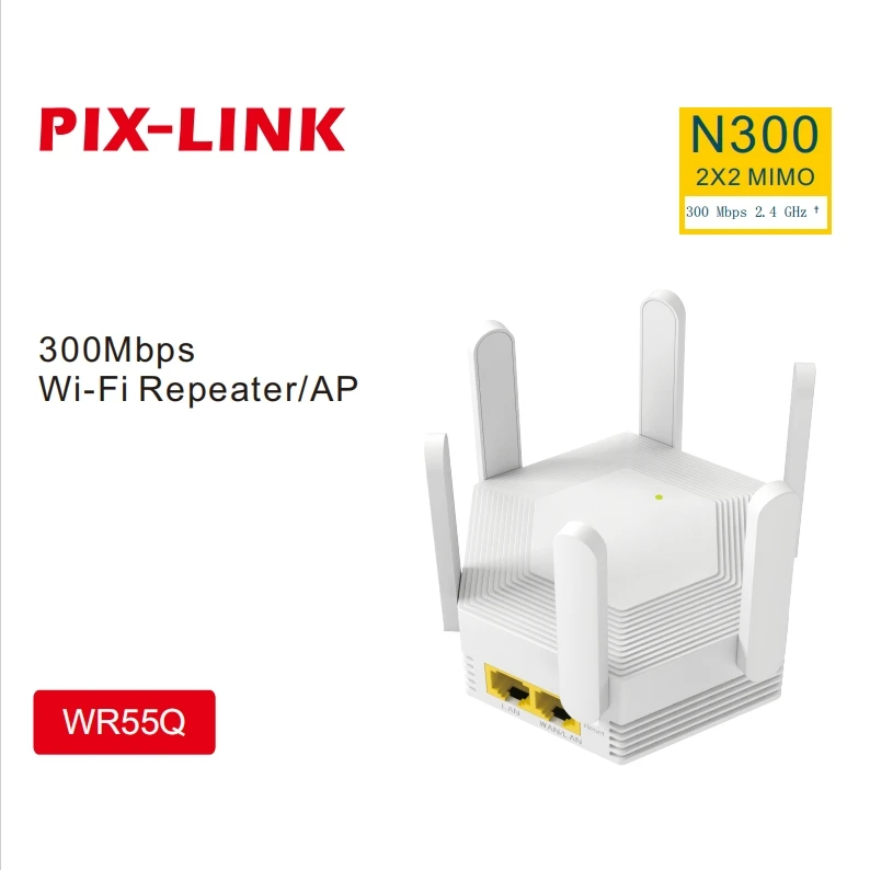 PIX-LINK WR55Q 300Mbps WiFi Repeater/Router/AP 2.4GHz 6 External Antennas MIMO WAN/LAN Signal Amplifier Network Easy Set
PIX-LINK WR55Q 300Mbps WiFi Repeater/Router/AP 2.4GHz 6 External Antennas MIMO WAN/LAN Signal Amplifier Network Easy Set