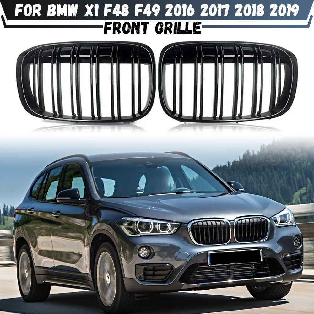 For BMW X1 F48 F49 2016 2017 2018 2019 Front Bumper Kidney Racing Grille Glossy Black Car Double Slat Grill
For BMW X1 F48 F49 2016 2017 2018 2019 Front Bumper Kidney Racing Grille Glossy Black Car Double Slat Grill