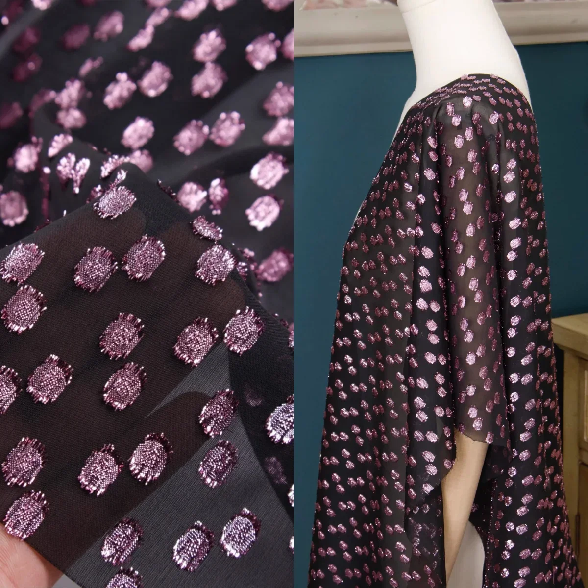 Фиолетовый Красный Волшебная Вышивка Полупрозрачная Черная Шифоновая Ткань Шитье Рубашка Платье Дизайнерская Ткань DIY
Фиолетовый Красный Волшебная Вышивка Полупрозрачная Черная Шифоновая Ткань Шитье Рубашка Платье Дизайнерская Ткань DIY