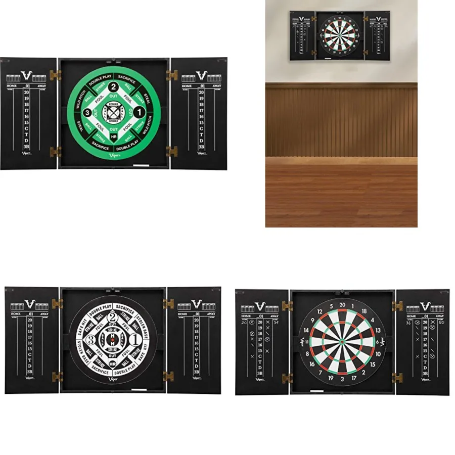 Viper Hideaway Dartboard Cabinet Set with Steel-Tip Dart Board, Reversible Board with Baseball Game Option, Two Sets of Darts,
Viper Hideaway Dartboard Cabinet Set with Steel-Tip Dart Board, Reversible Board with Baseball Game Option, Two Sets of Darts,