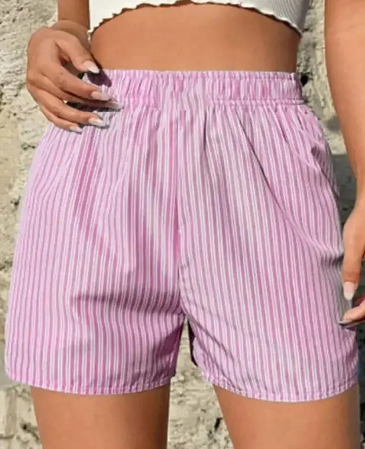 Women's Shorts Set Summer 2023 Fashion Casual Striped Loose Pocket Striped Shorts Elastic Waist Shorts Women's Pants
Women's Shorts Set Summer 2023 Fashion Casual Striped Loose Pocket Striped Shorts Elastic Waist Shorts Women's Pants