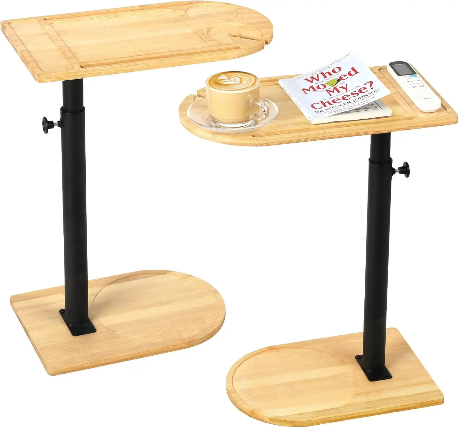 TV Tray Table Set of 2, 360° Swivel Height Adjustable End Table for Small Spaces, C-Shaped Side Tables with Phone
TV Tray Table Set of 2, 360° Swivel Height Adjustable End Table for Small Spaces, C-Shaped Side Tables with Phone