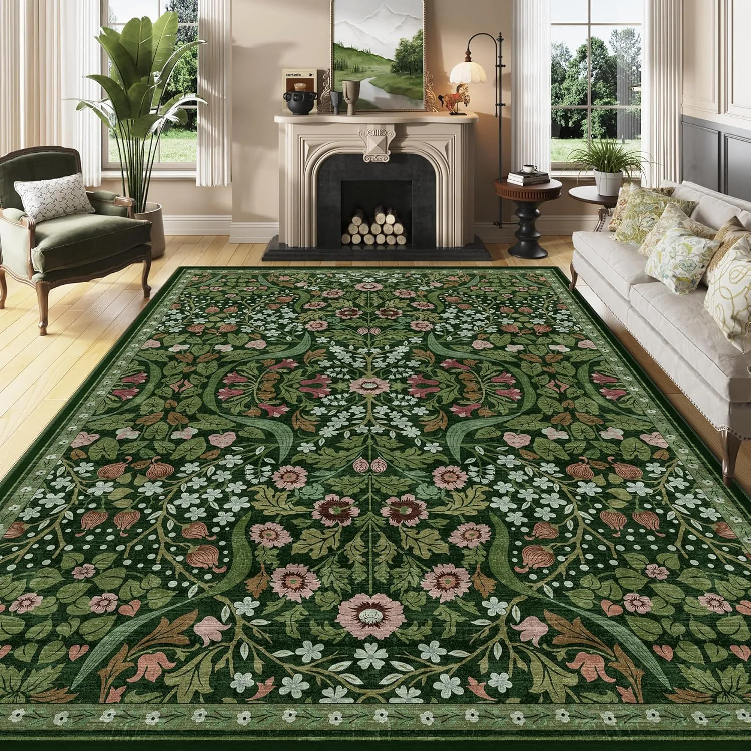 8X10 Green Floral Washable Area Rug for Living Room, Non-Slip Soft Vintage Boho
8X10 Green Floral Washable Area Rug for Living Room, Non-Slip Soft Vintage Boho
