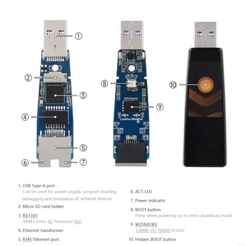 High Performances WebBee Linux Development Board with RV1103 Chip and Ethernet Port for Projects
High Performances WebBee Linux Development Board with RV1103 Chip and Ethernet Port for Projects