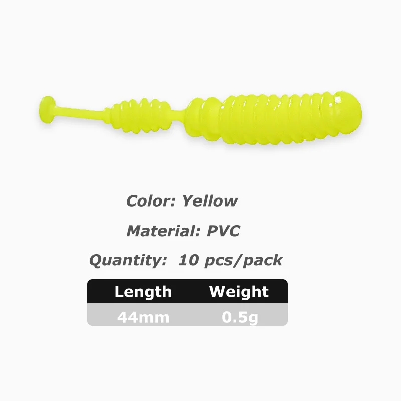 10 pcs Worm Bait Wobblers Ocean Rock Fishing Soft Lures Durable Bass Pike Trout Salt-Infused Body Shrimp Pin Tail 0.5g 44mm
10 pcs Worm Bait Wobblers Ocean Rock Fishing Soft Lures Durable Bass Pike Trout Salt-Infused Body Shrimp Pin Tail 0.5g 44mm