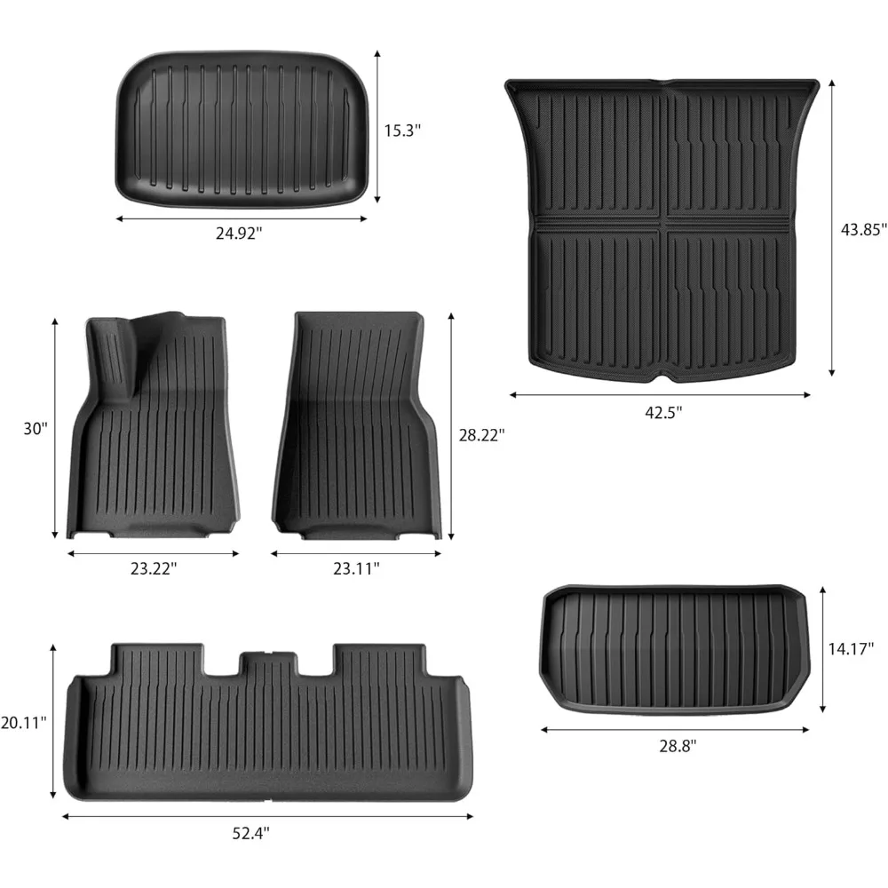 Floor Mats&Cargo Liners Fits Tesla Model Y 5-Seat 2022 2023 2024 All Weather TPE Floor Mats and Cargo Trunk Mats Accessories 
Floor Mats&Cargo Liners Fits Tesla Model Y 5-Seat 2022 2023 2024 All Weather TPE Floor Mats and Cargo Trunk Mats Accessories