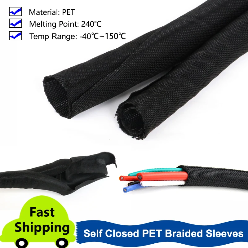 1/2/3/5/10m Black Self Closed PET Braided Cable Sleeve Management Auto Line Overlap Flexible Loom Split Hardness Nylon Wire Wrap
1/2/3/5/10m Black Self Closed PET Braided Cable Sleeve Management Auto Line Overlap Flexible Loom Split Hardness Nylon Wire Wrap