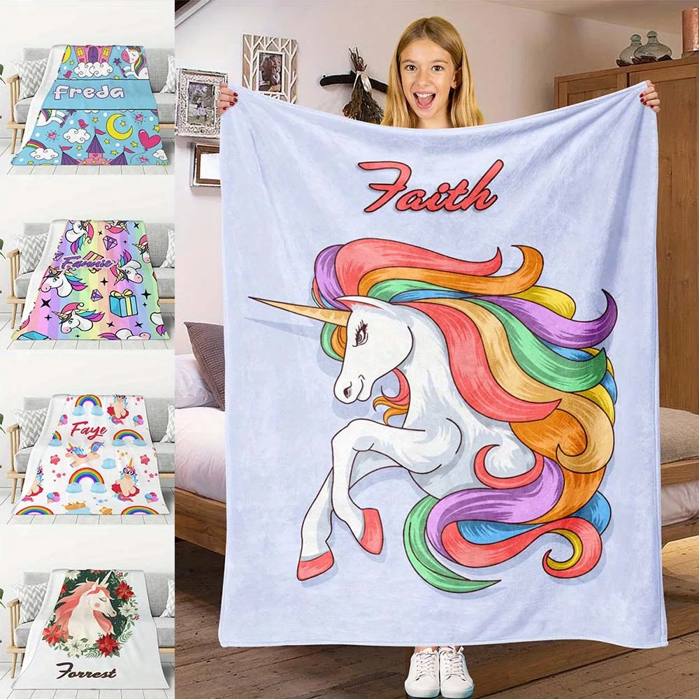 1pc Personalized Unicorn Name Blanket, Custom Soft Fleece Throw Blanket for Kids Girls Bedroom Decor
1pc Personalized Unicorn Name Blanket, Custom Soft Fleece Throw Blanket for Kids Girls Bedroom Decor